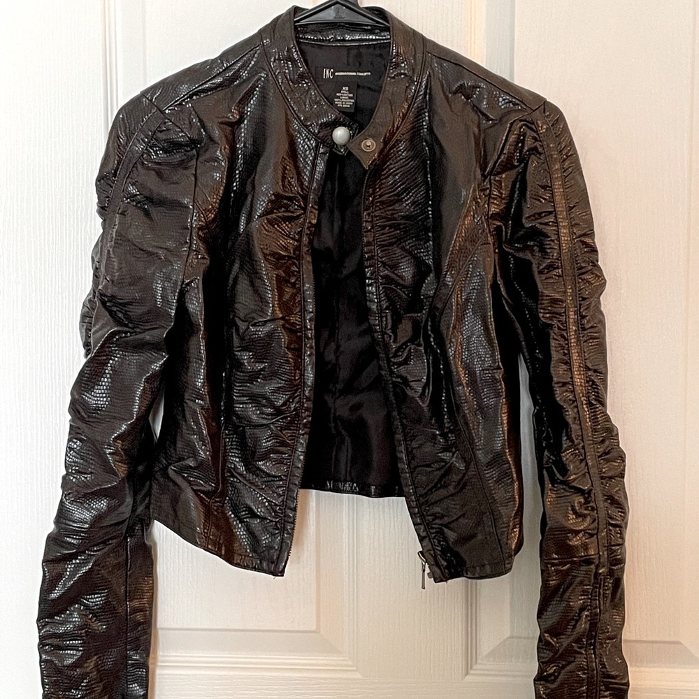 Brown Faux Leather Jacket- XS